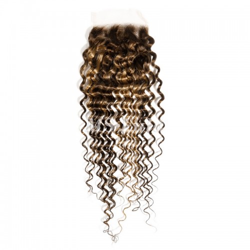 Deep Wave #4/27 Highlight Virgin Human Hair 4x4 13x4 Transparent Lace Closure/Frontal | Human Hair Wig | Lace Front